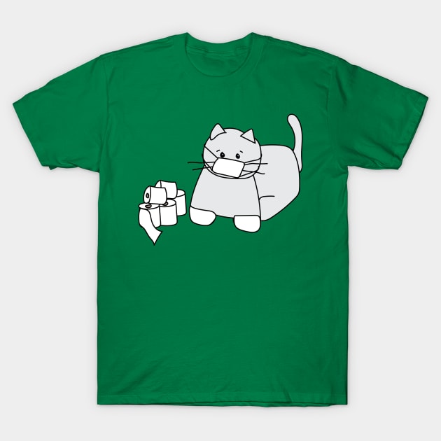 Corona Cat White Gloves Green Back T-Shirt by kristinbell